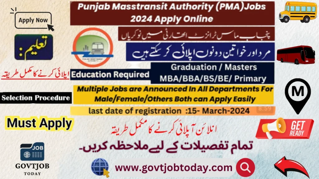 Punjab Mass Transit Authority Jobs 2024-govtjobtoday.com