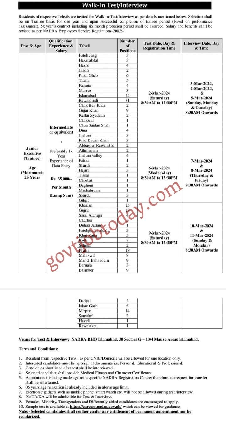 NADRA jobs 2024 last date-ustadjob.com