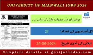 University of Mianwali Jobs 2024-govtjobtoday.com