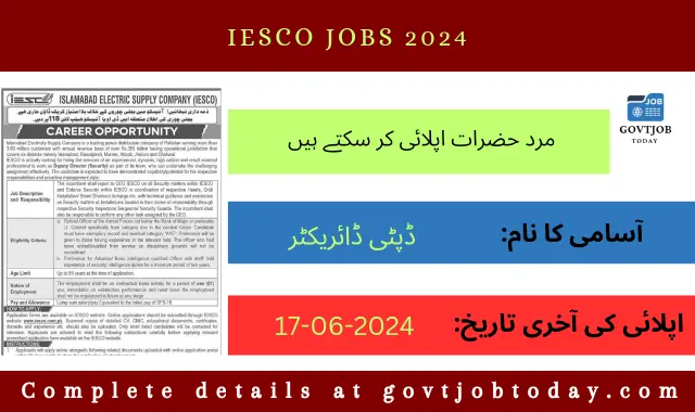 IESCO Jobs 2024-govtjobtoday.com