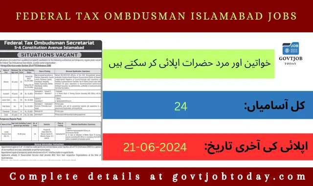 Federal Tax Ombudsman Secretariat FTO Islamabad Jobs 2024-govtjobtoday.com