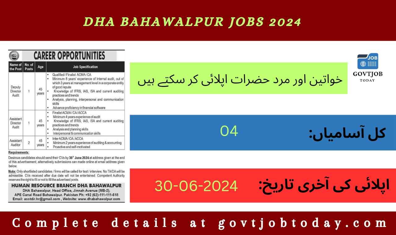 DHA Bahawalpur Jobs 2024-govtjobtoday.com