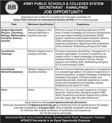 APSIS Rawalpindi Jobs 2024 Advertisement-govtjobtoday.com