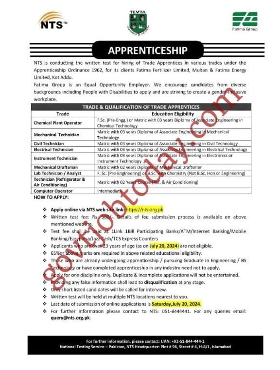 Fatima fertilizer apprenticeship-govtjobtoday.com