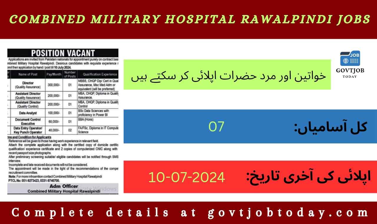 CMH Rawalpindi Jobs 2024-govtjobtoday.com