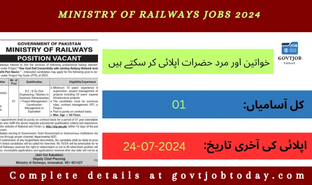 Ministry of Railways Jobs 2024-govtjobtoday.com