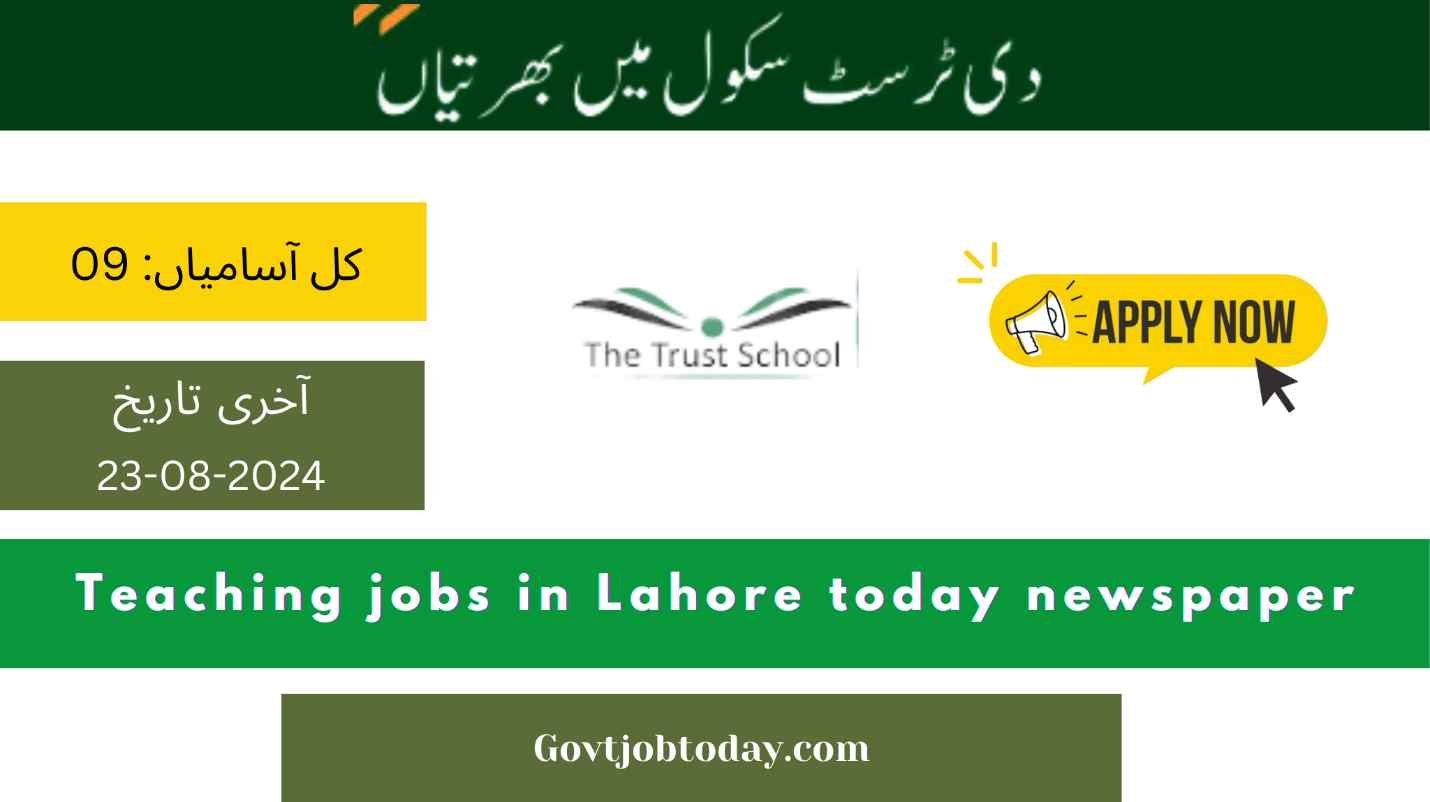 Teaching Jobs In Lahore-govtjobtoday.com