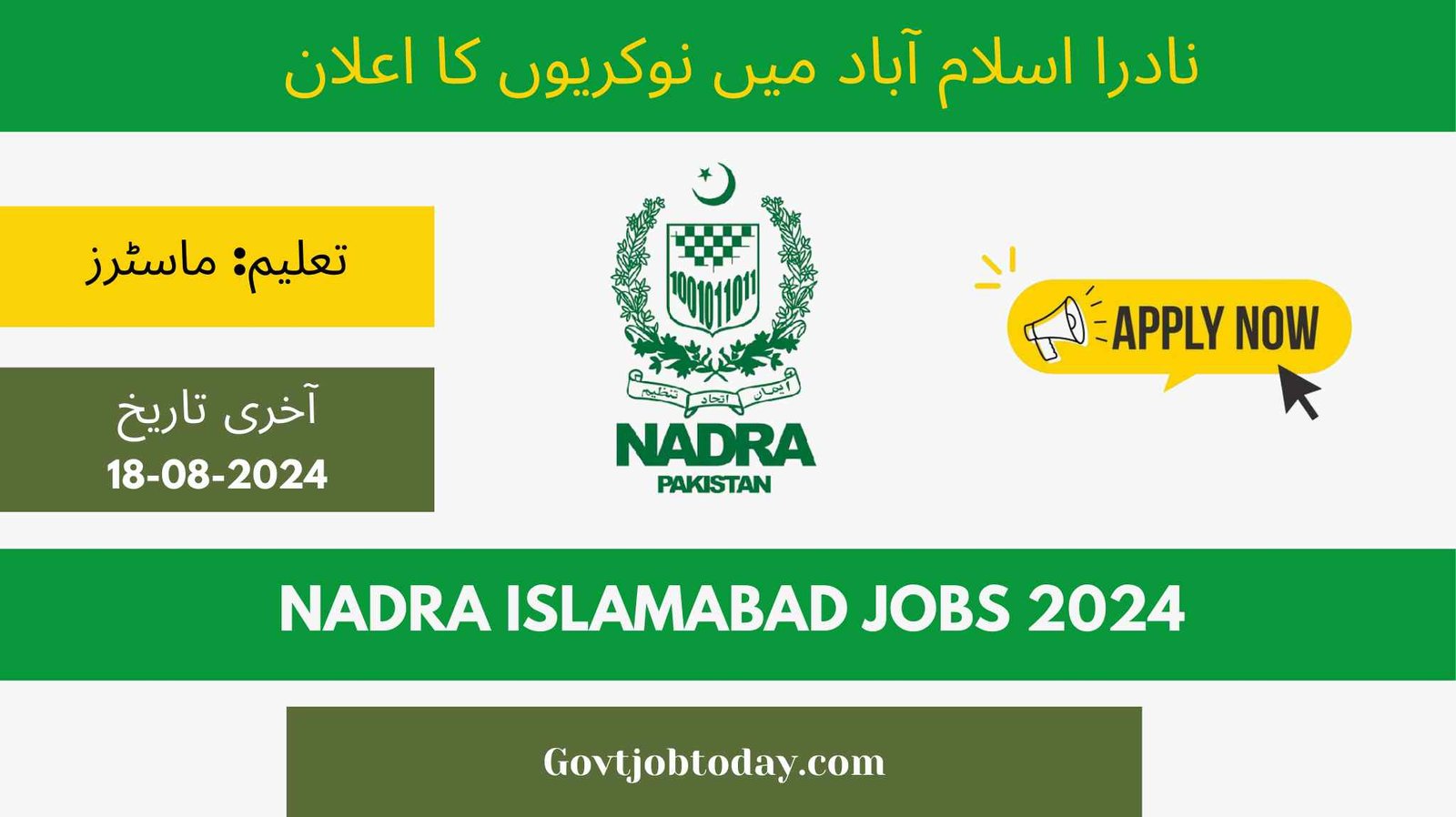 NADRA Islamabad Jobs 2024-govtjobtoday.com