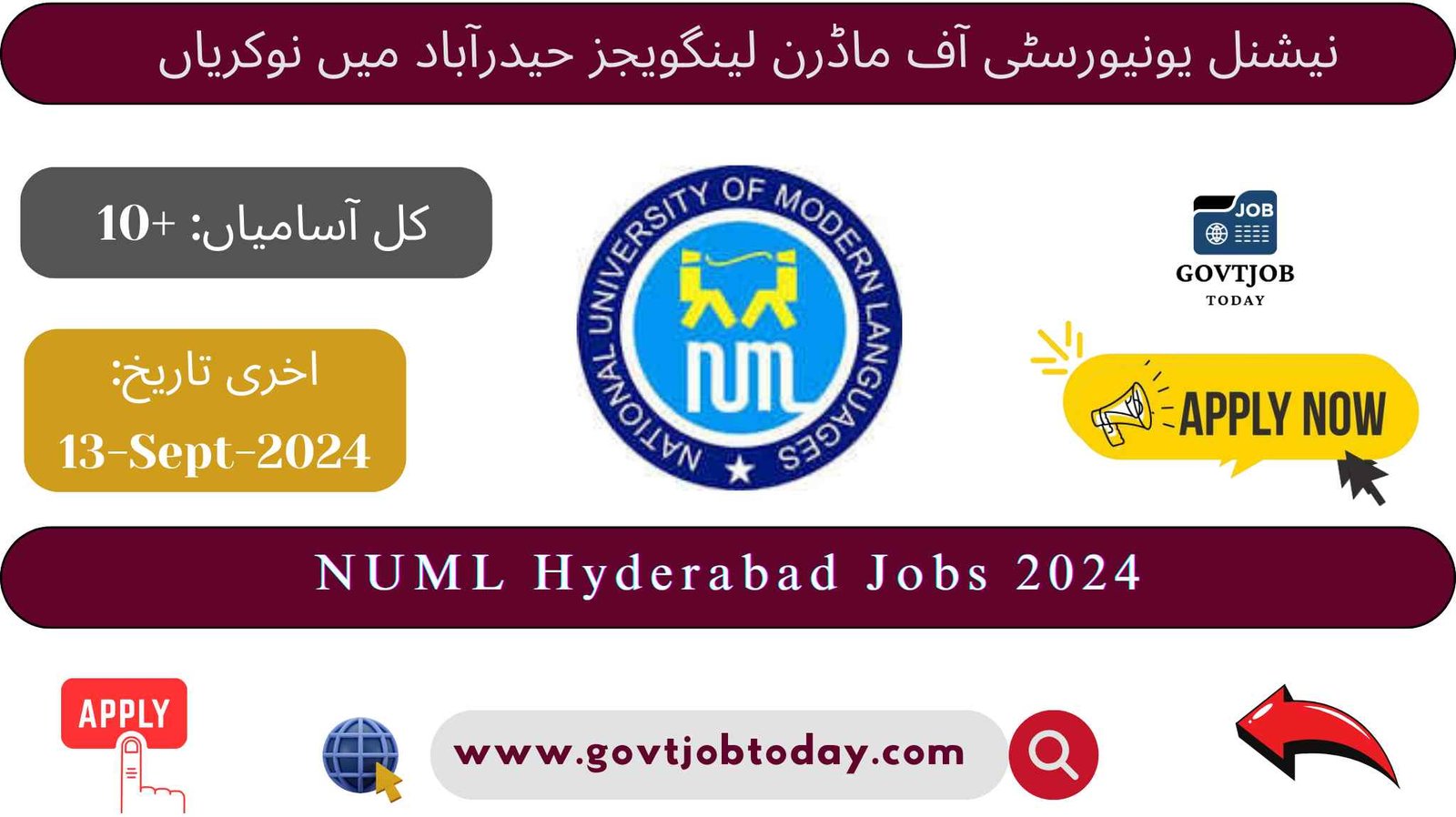 NUML Hyderabad Jobs 2024-govtjobtoday.com