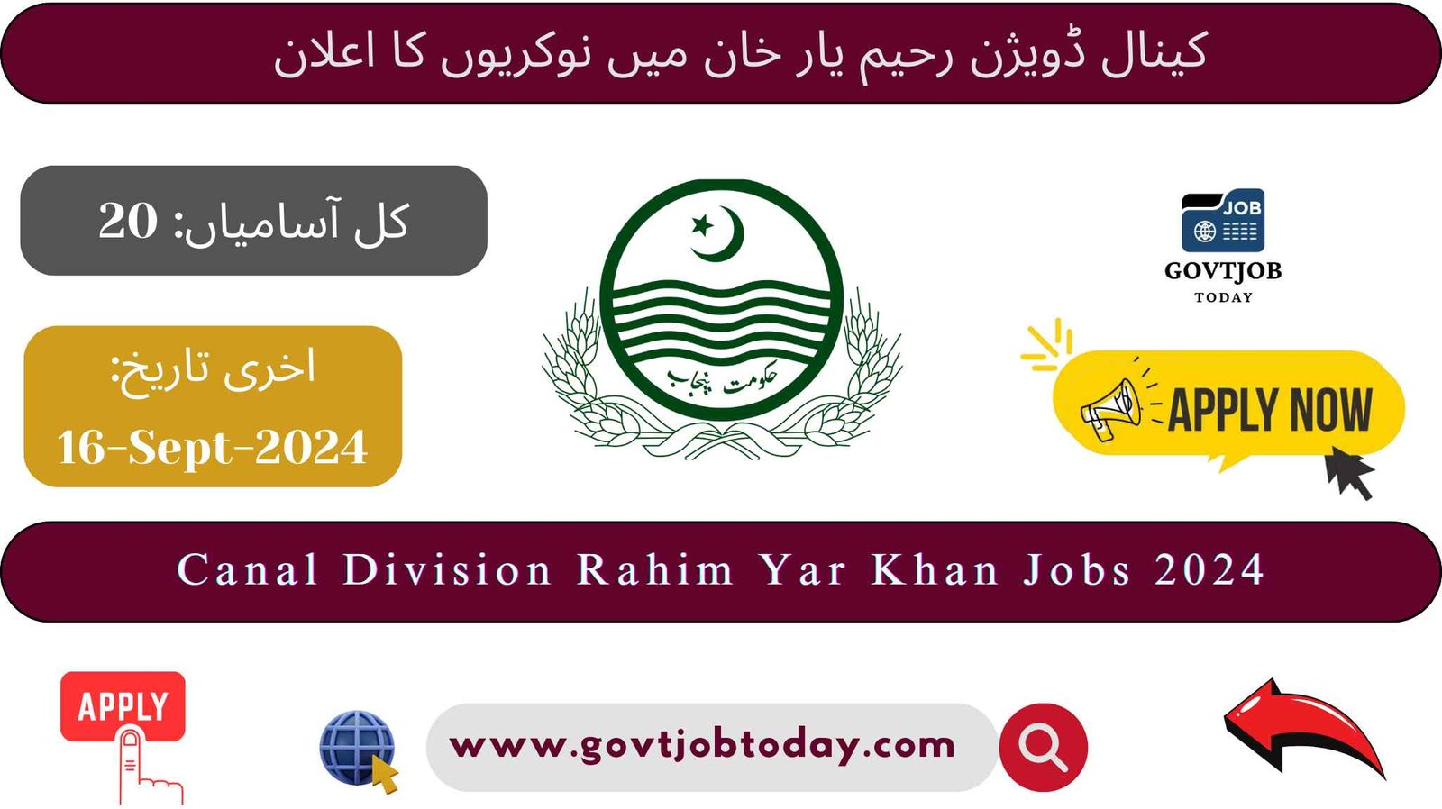 Canal Division Rahim Yar Khan Jobs 2024-govtjobtoday.com