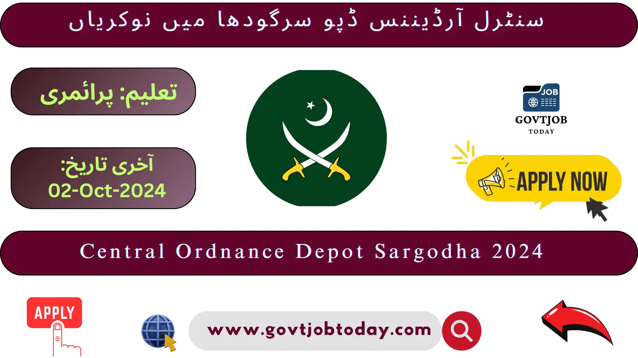 Central Ordnance Depot Sargodha Jobs 2024-govtjobtoday.com