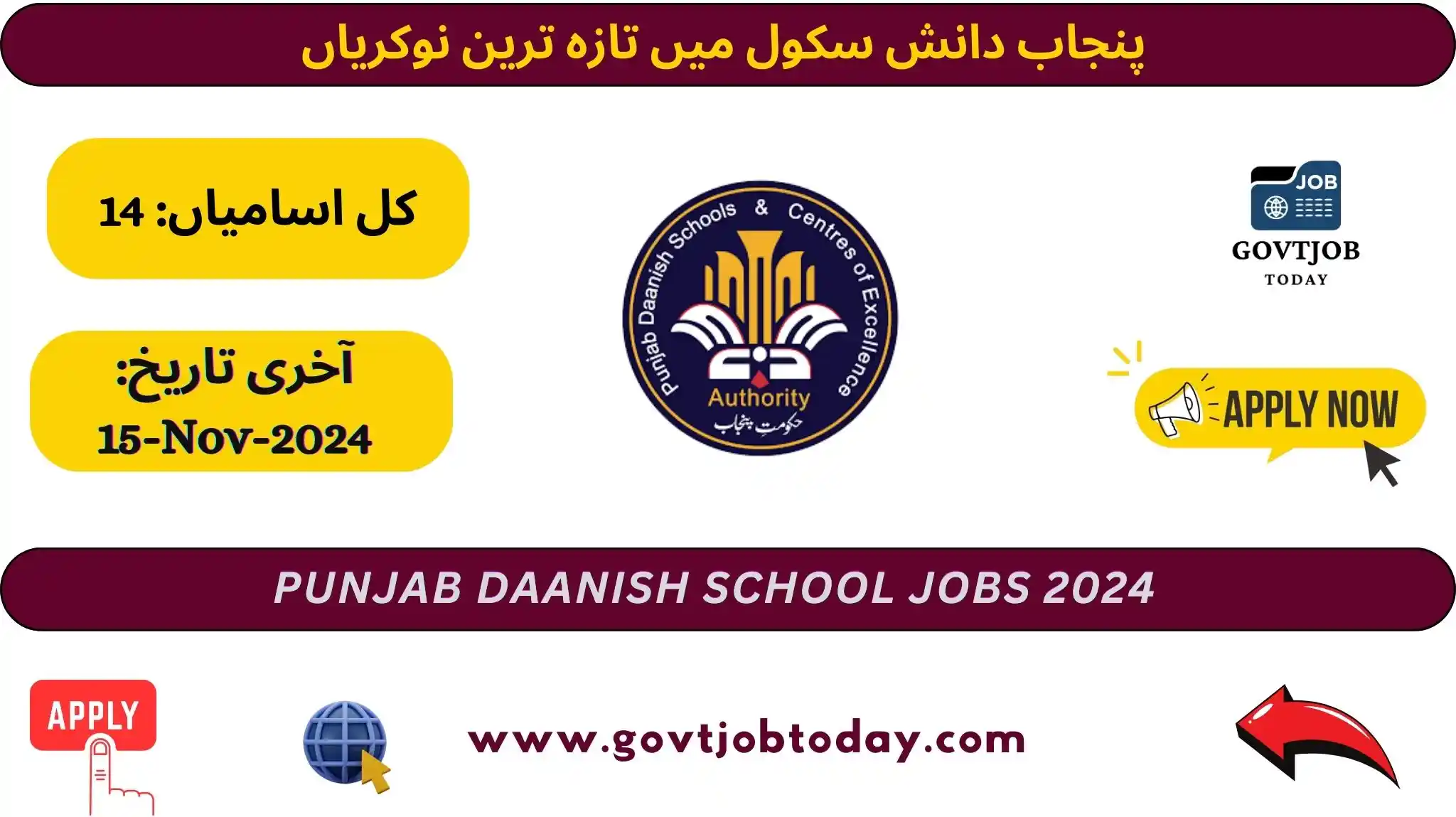 Punjab Danish School & Center of Excellence Authority Jobs 2024-govtjobtoday.com