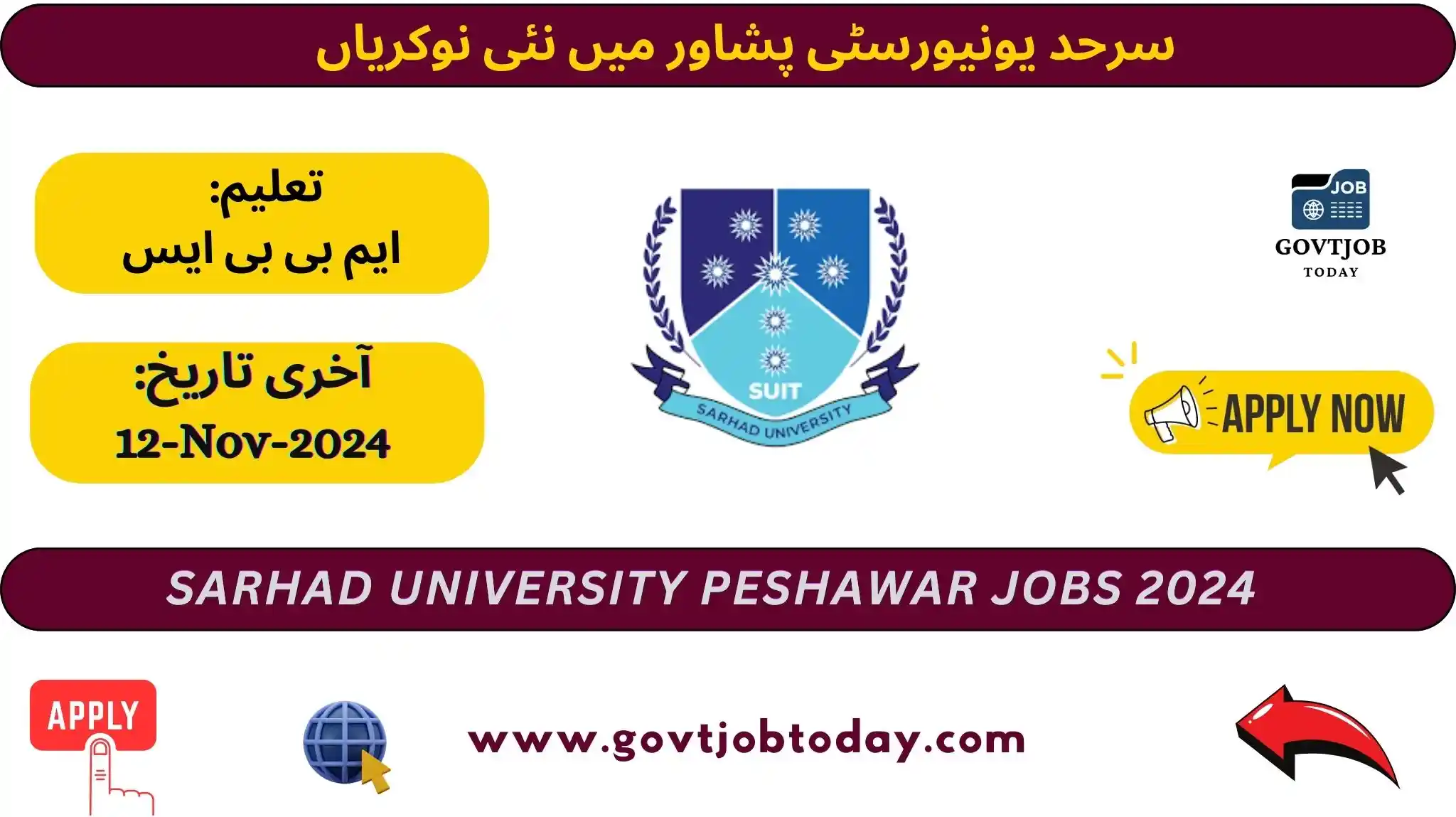 Sarhad University of Science & Information Technology Peshawar Jobs 2024-govtjobtoday.com