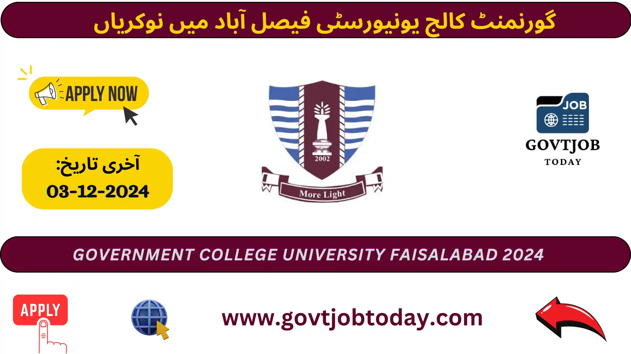 Government College University Faisalabad Jobs 2024-govtjobtoday.com