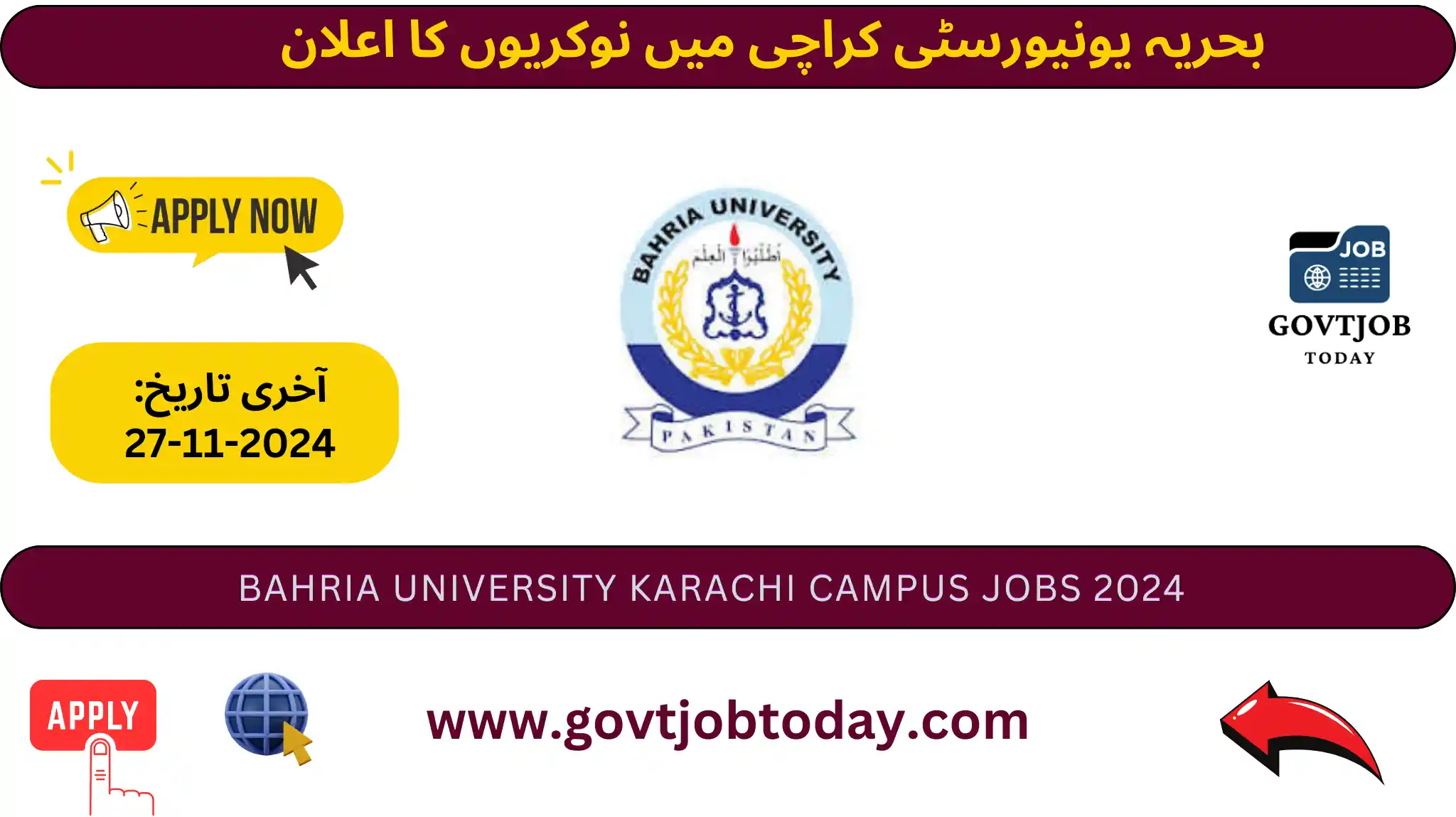 Bahria University Karachi Jobs 2024-govtjobtoday.com